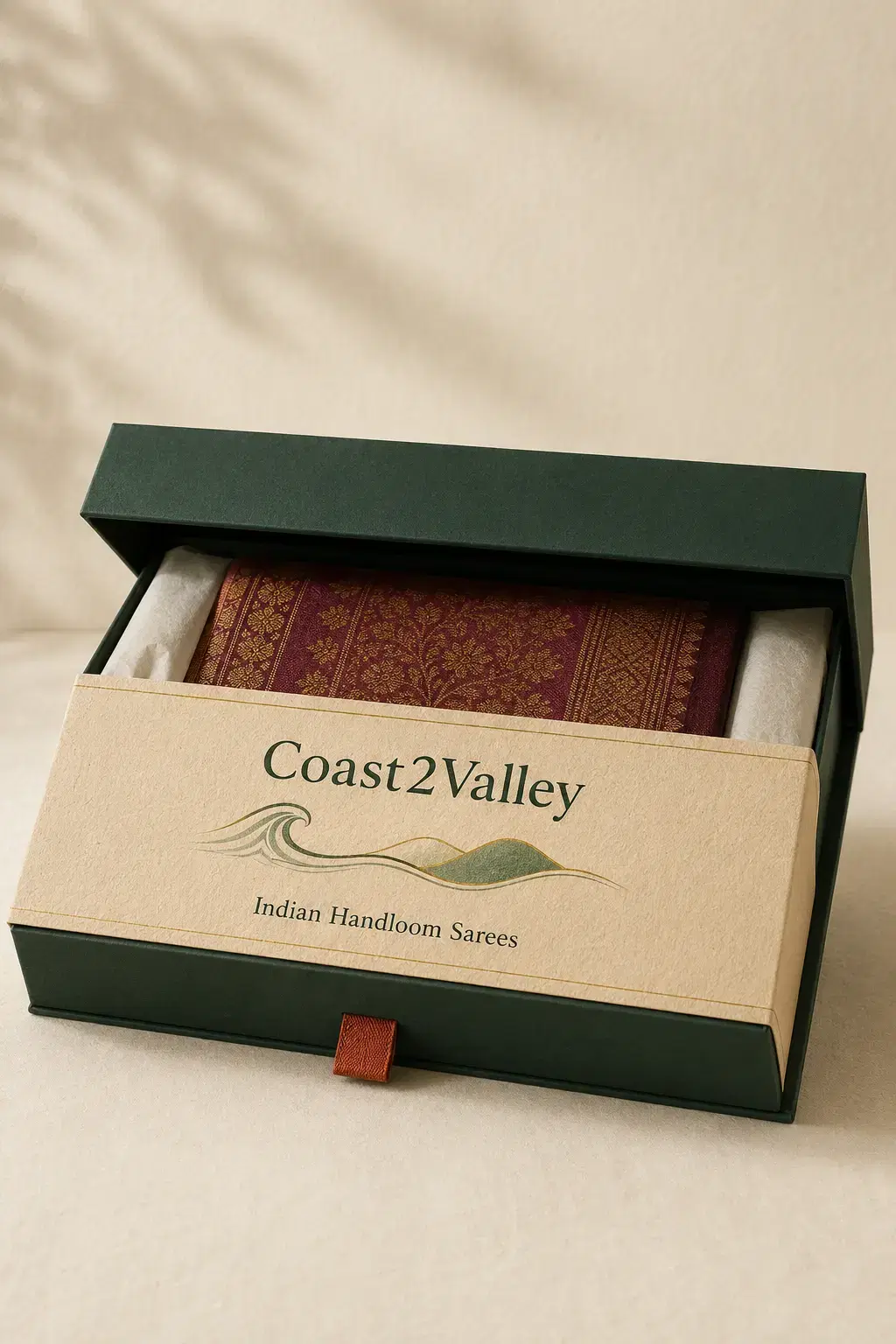 Indian Handloom Sarees suggested Coast2Valley retail packaging