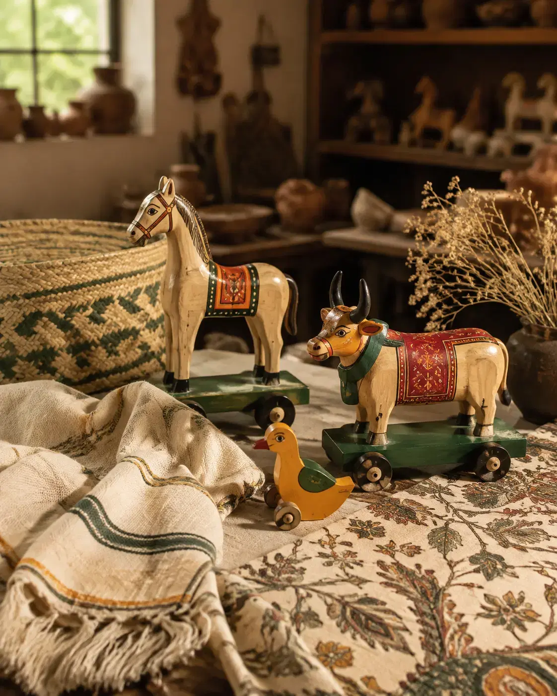 Andhra wooden toys, textiles and basket craft