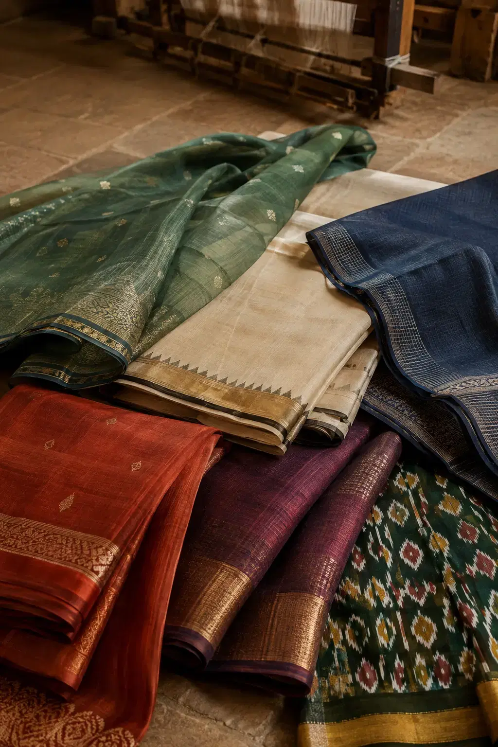 Richly coloured Indian handloom sarees