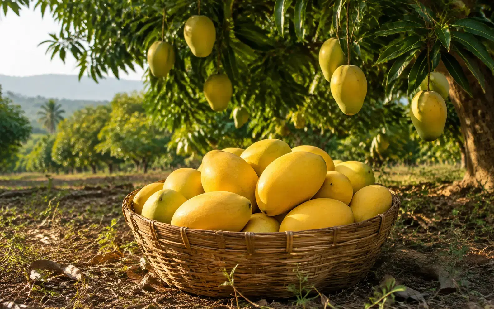Ripe Banganapalli mangoes harvested in an Andhra orchard